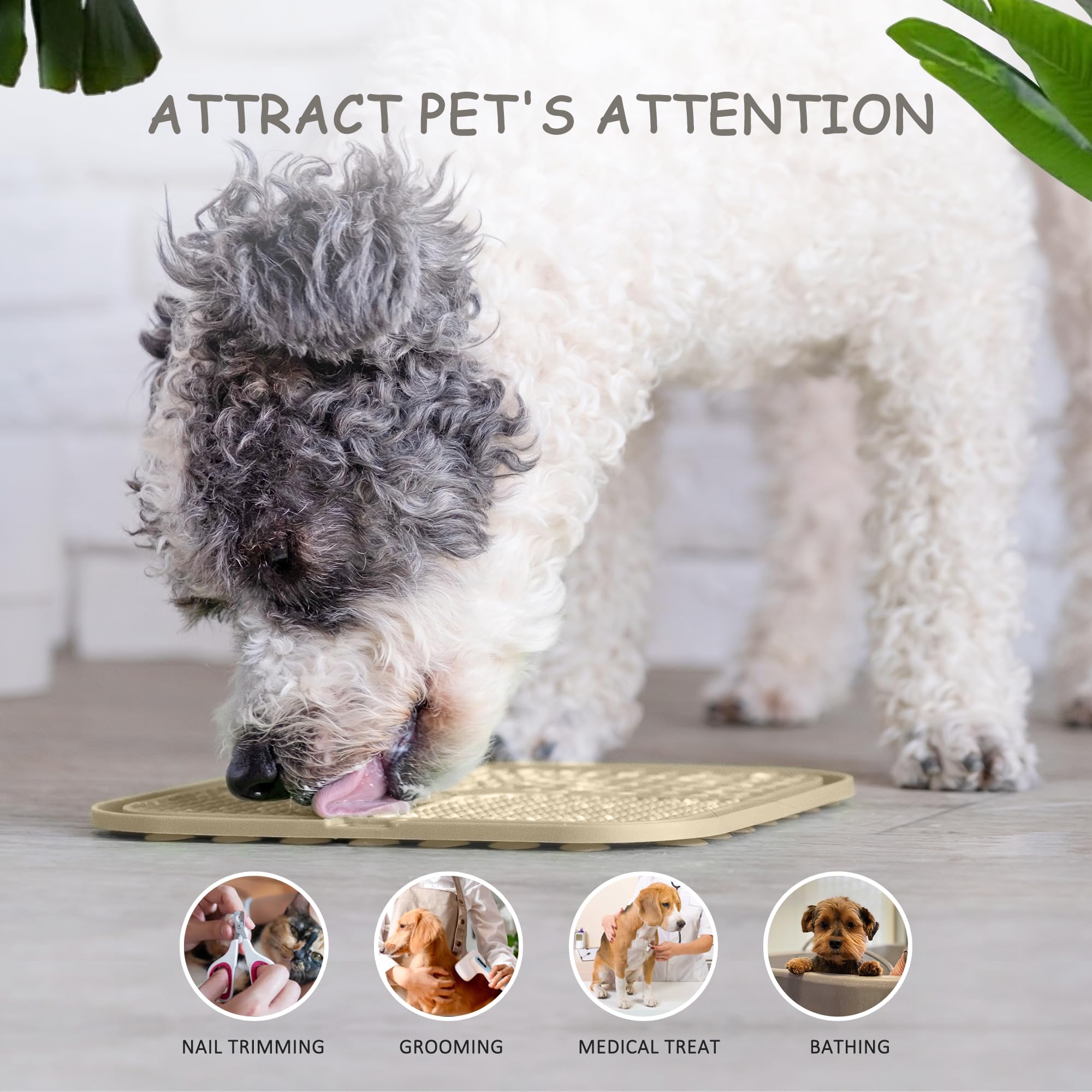 Chefaide lick mat easy-to-use setup helps calm pets before grooming.
