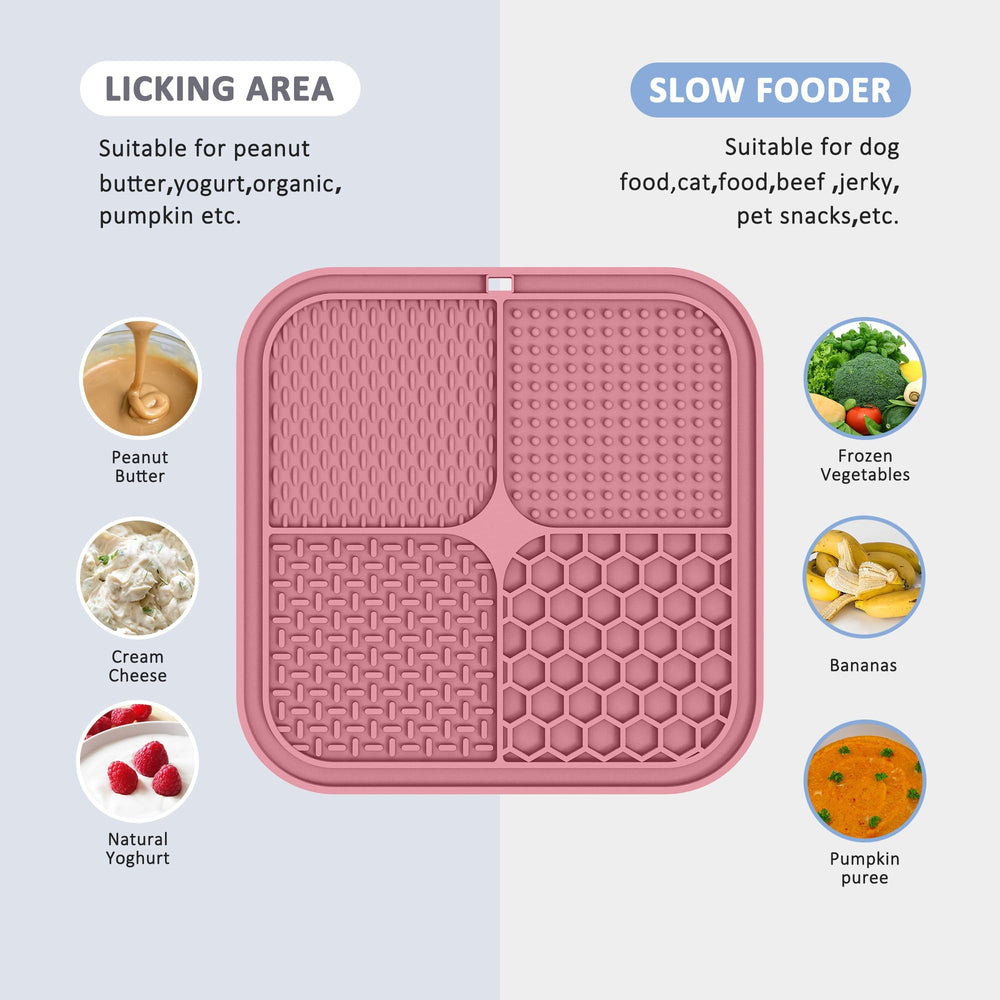 ChefAide lick mat showing yogurt on textured surface for slow feeding.