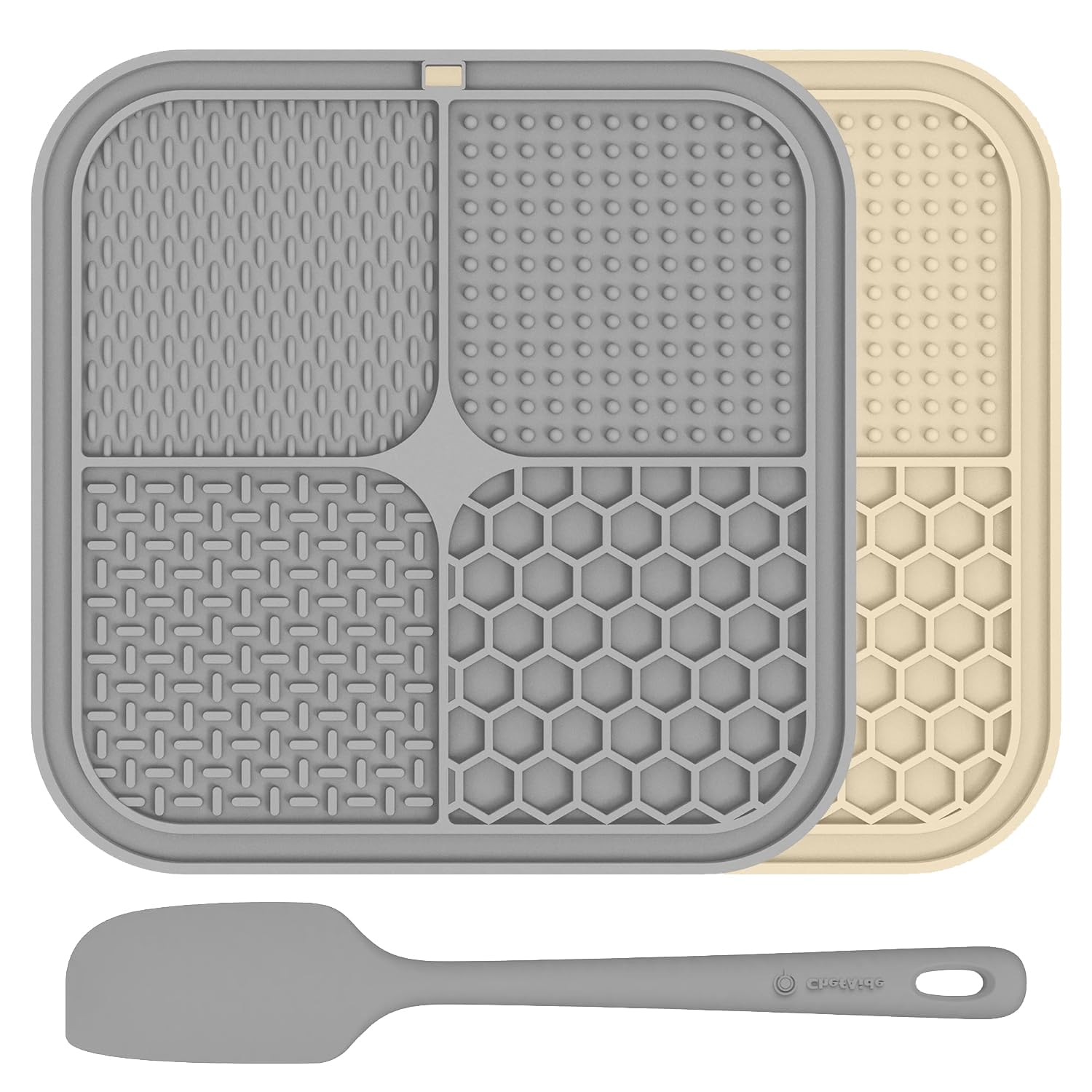 Chefaide lick mat shows strong suction cups securing to a surface for calm sessions.