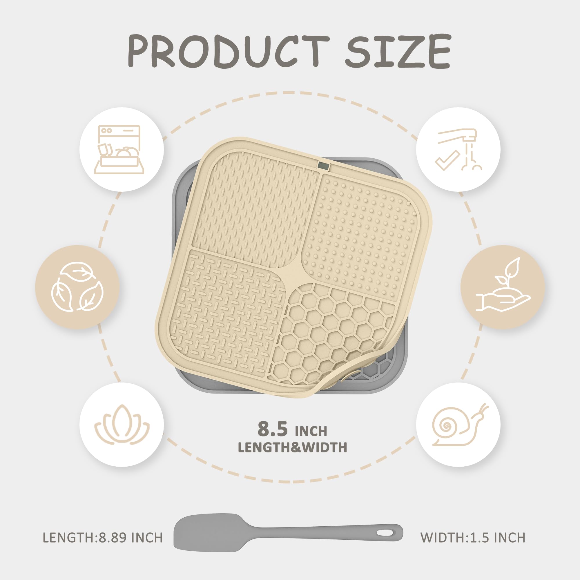 Chefaide lick mat with four textured surfaces for varied treats and licking interest.