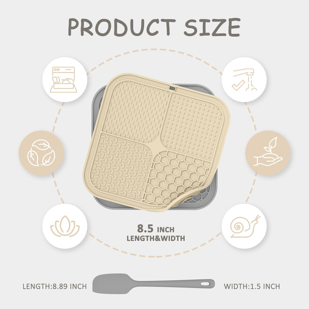 Chefaide lick mat with four textured surfaces for varied treats and licking interest.