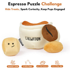 CHEWFFON coffee cup toy featuring crinkle exterior for engaging textured play.