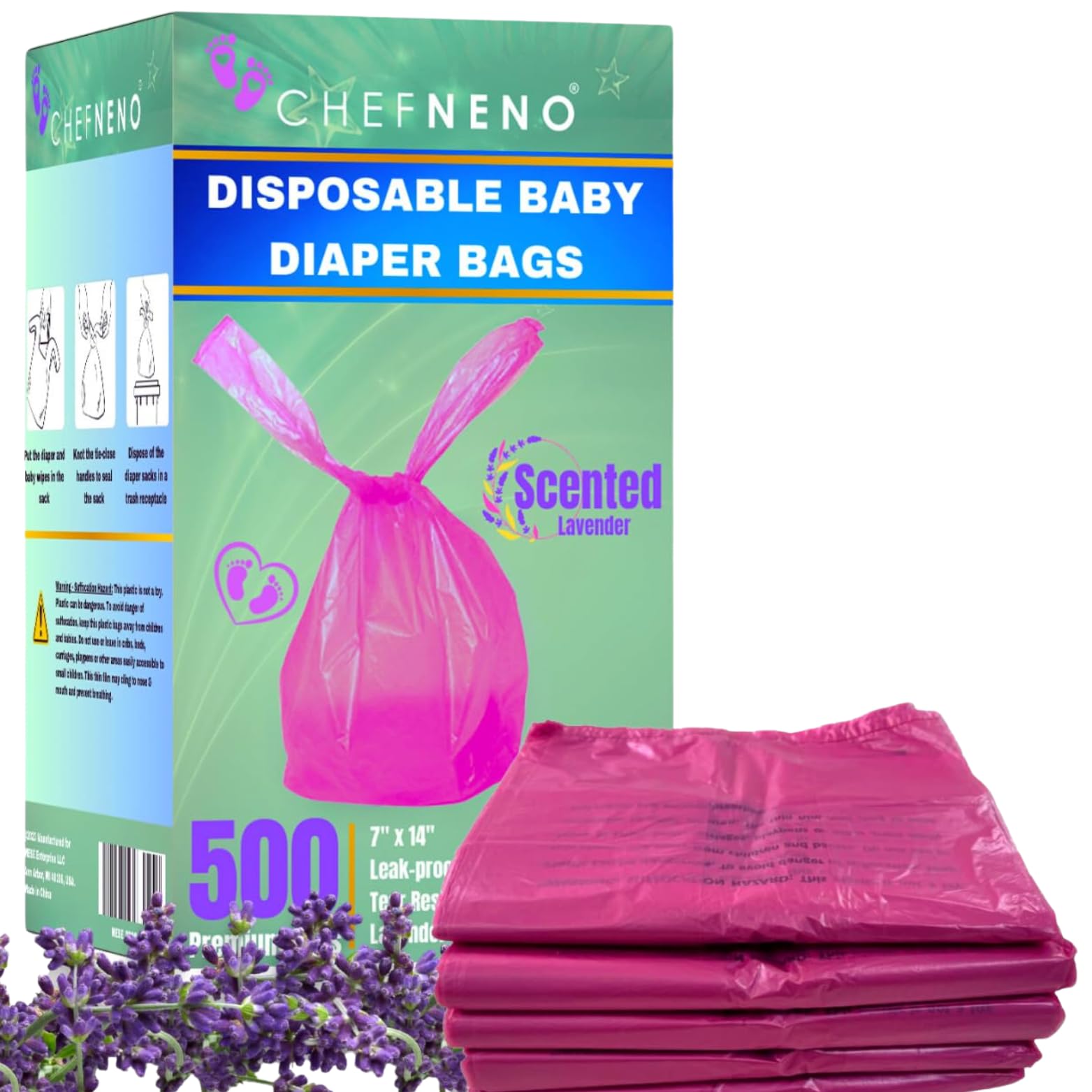 CHEFNENO lavender pink diaper bags bulk for clean diaper changes