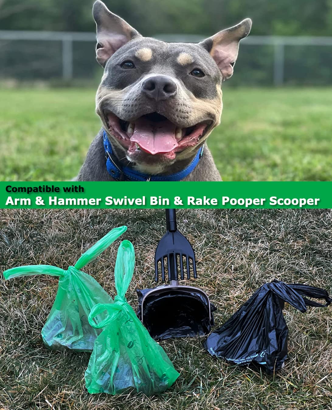 CHEFNENO dog-poop bags easy-tie disposal compatible with scooper.