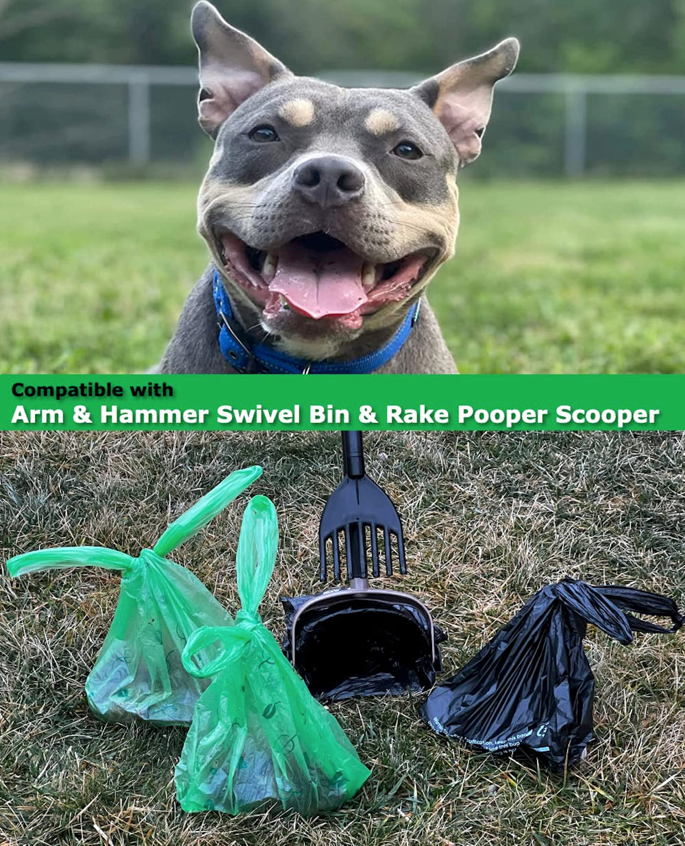 CHEFNENO dog-poop bags easy-tie disposal compatible with scooper.