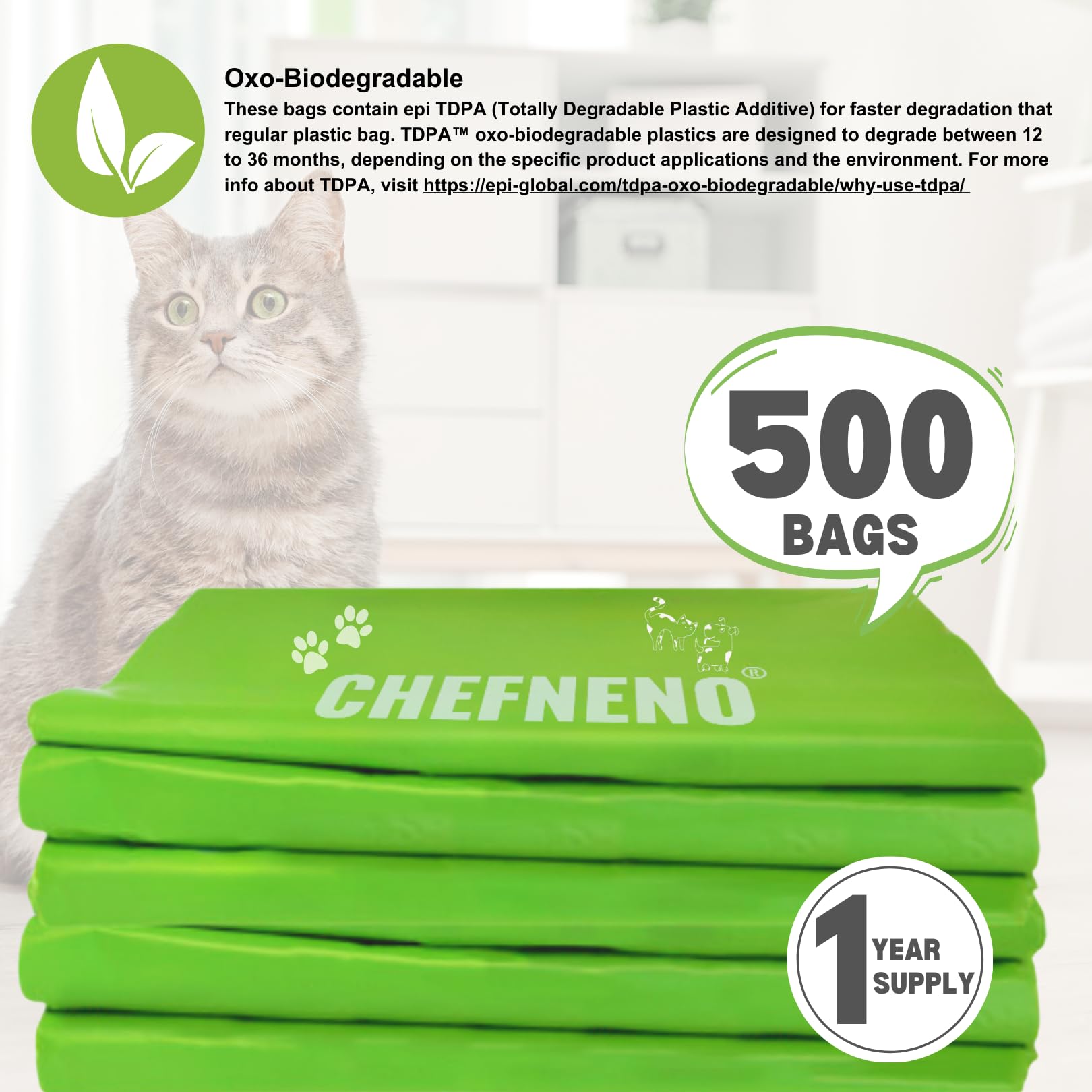 CHEFNENO lavender scented waste bags help control odors during cleanup
