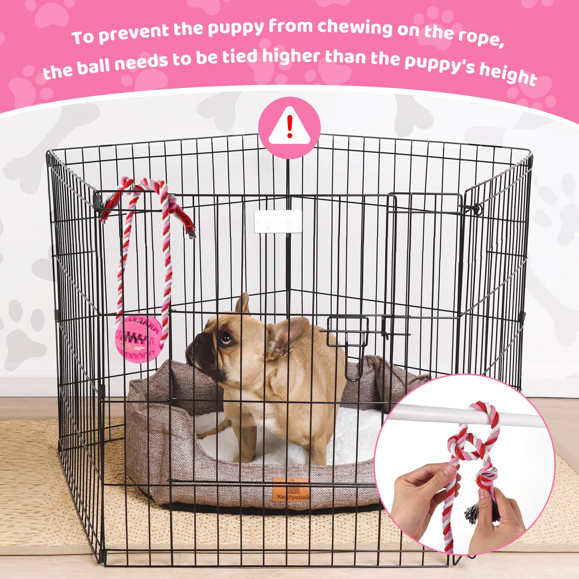 ChengFu crate-training aid pink helps ease puppy anxiety during alone time.