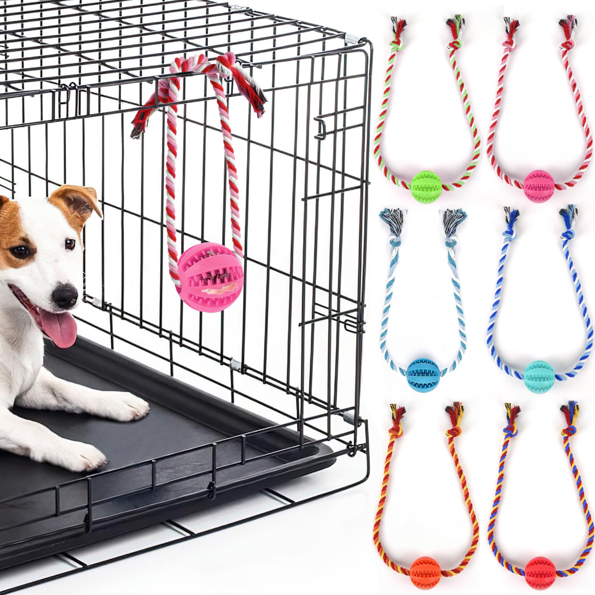 ChengFu interactive dog toy ball pink for treat dispensing and enrichment.