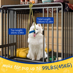 ChengFu interactive dog toy blue crate attachment demonstrates crate-training use for boredom relief.