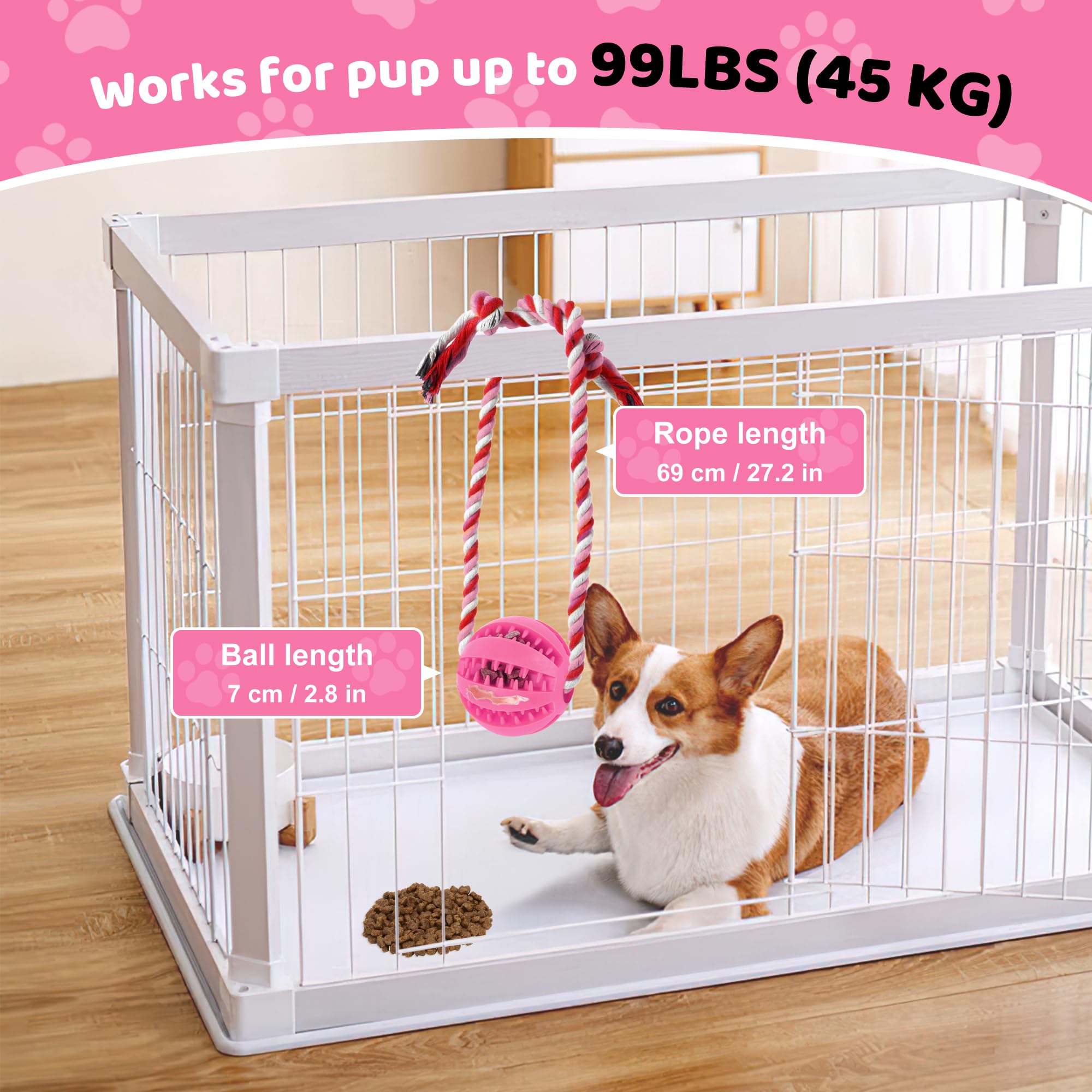 ChengFu interactive dog toy rope pink increases playtime during crate training.