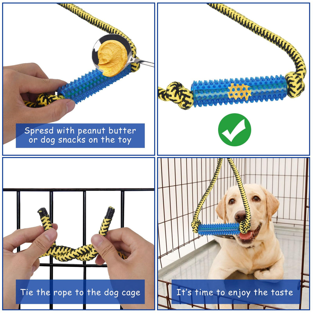 ChengFu peanut butter dispensing toy blue highlights treat-accessible play.