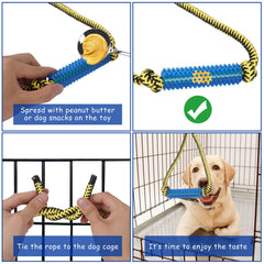 ChengFu peanut butter dispensing toy blue highlights treat-accessible play.