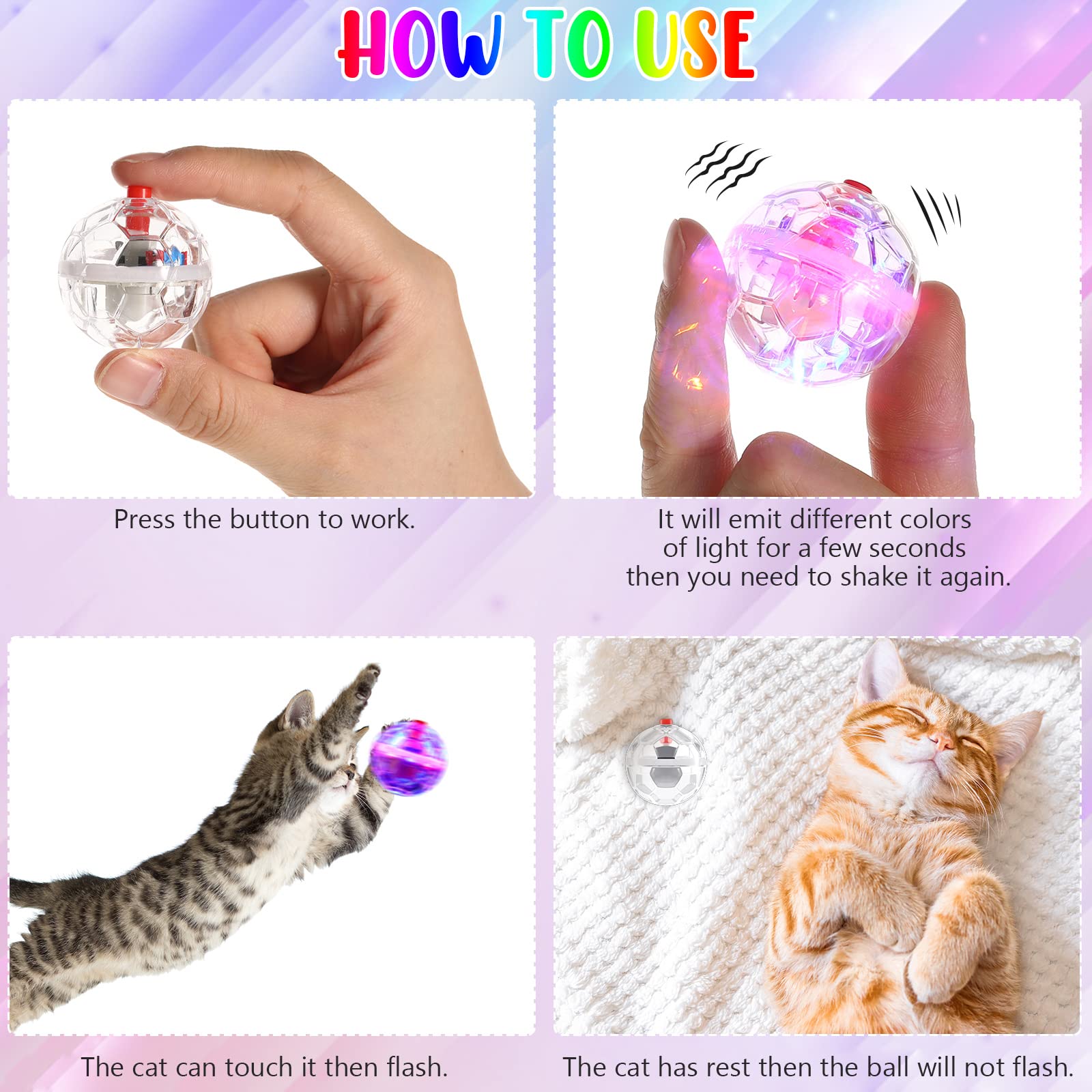 CHENGU soft-light LED cat ball demonstrates gentle glow for safe fun.