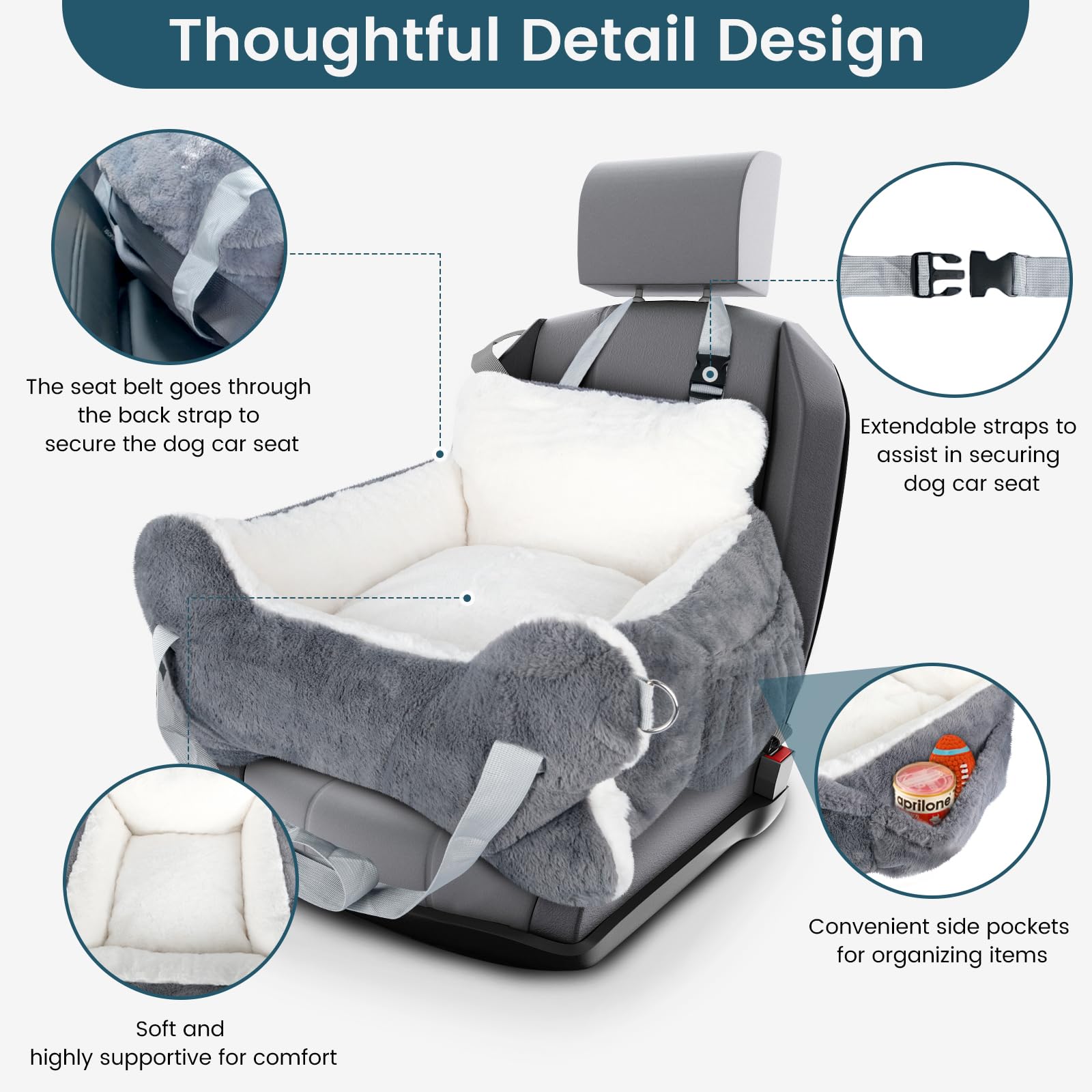 CHENOVE dog car seat non-slip bottom provides stable travel
