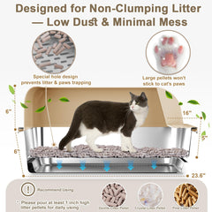 CHENOVE extra-large 23.6 by 16 inch litter box offers roomy comfort.