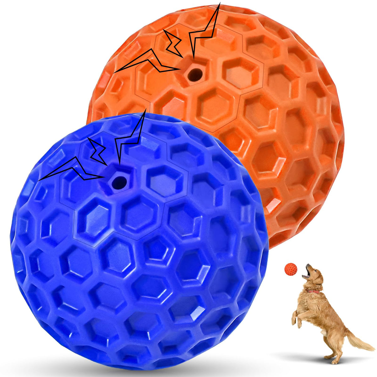 CHEODIN indestructible squeaky ball pair front view for durable play during canine sessions