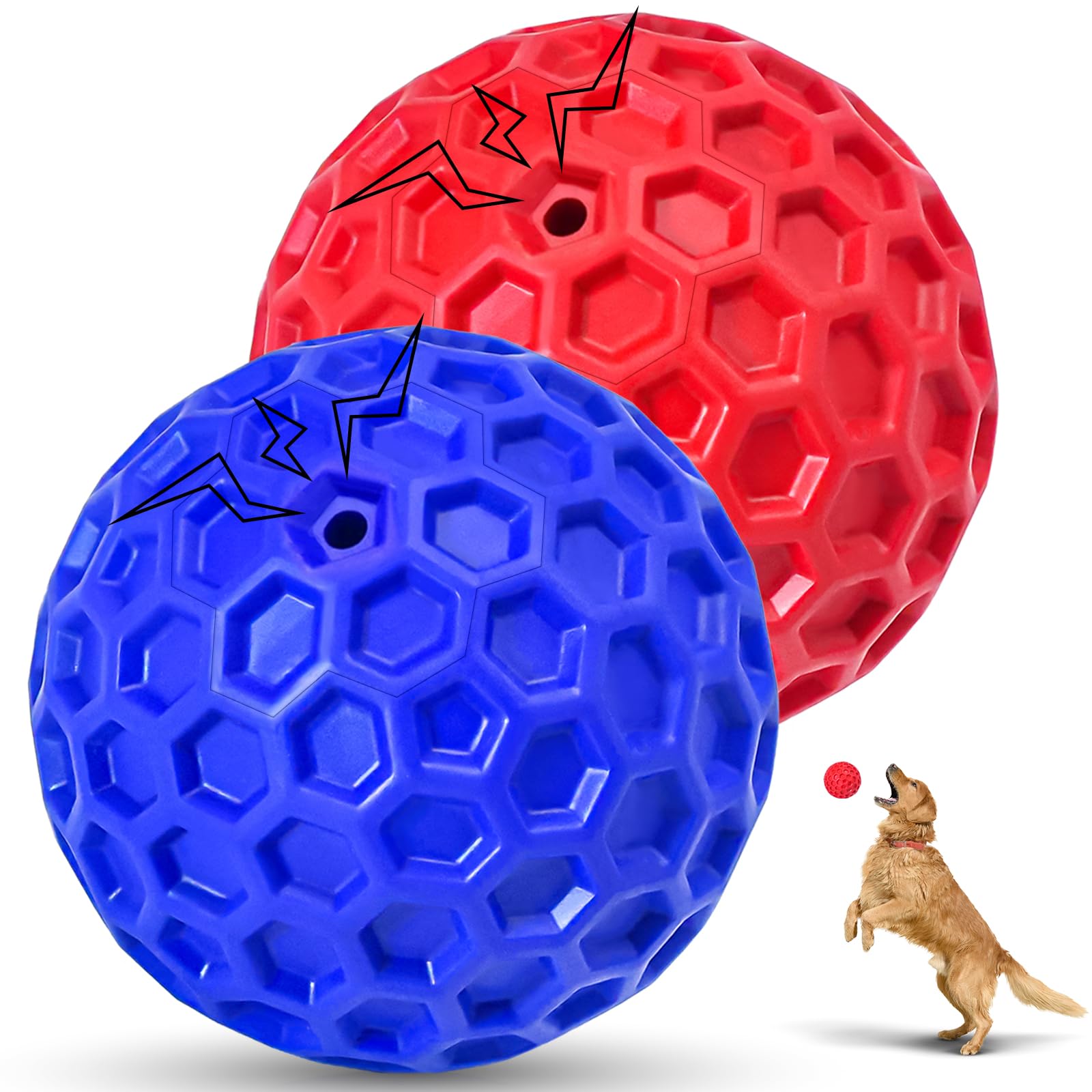 Cheodin indestructible squeaky dog ball close-up, built for aggressive chewers and interactive play.