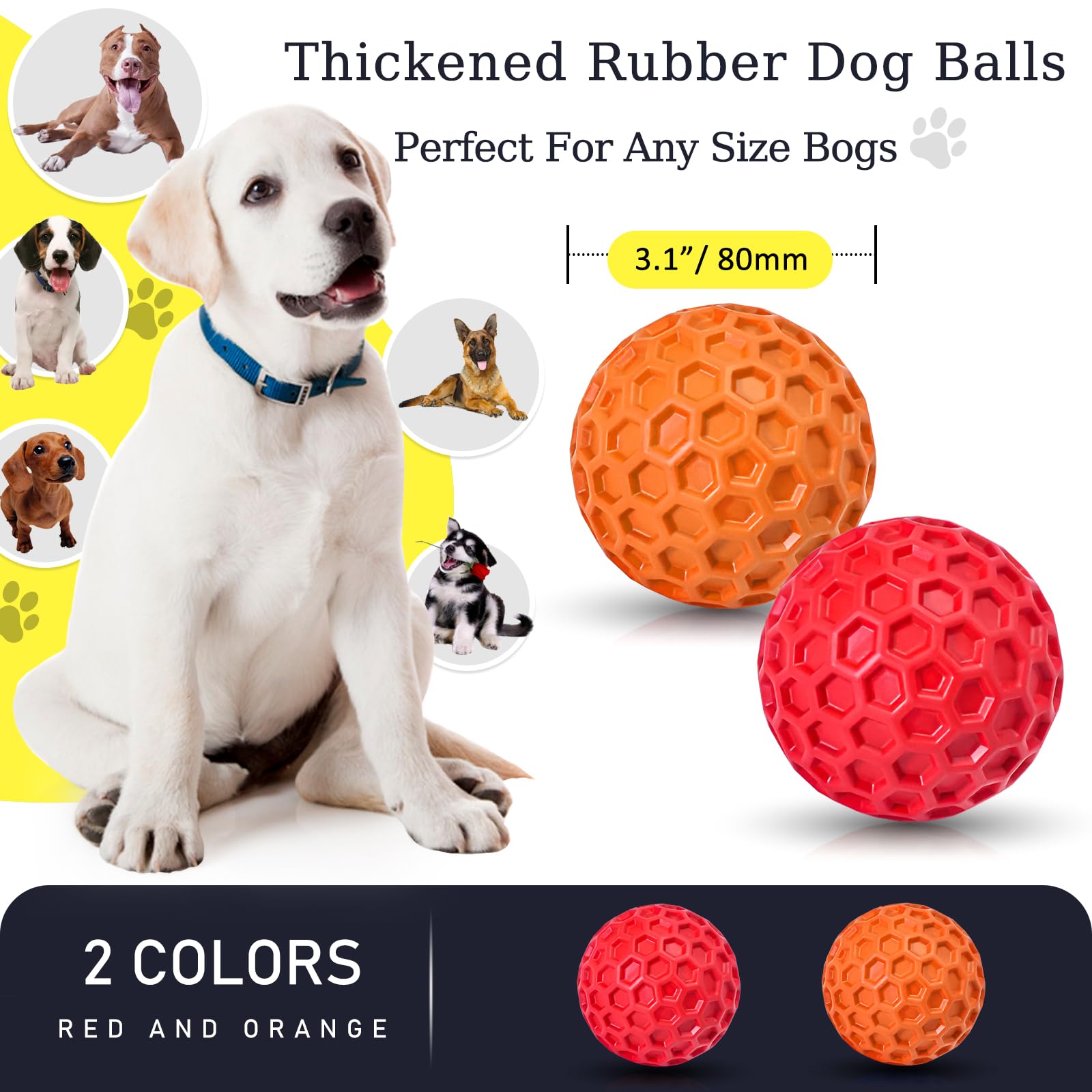 CHEODIN indestructible squeaky dog ball pack 2 offers durable entertainment for dogs