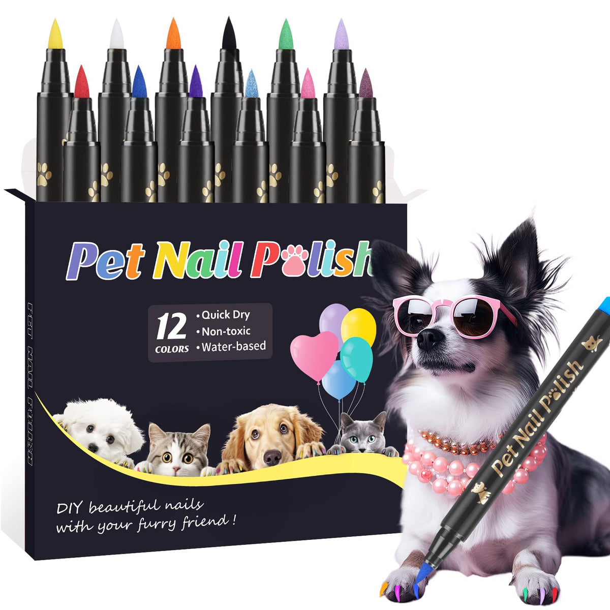 Cherocito dog nail polish pen quick-dry color for easy pet nail styling.