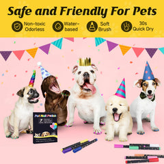 Cherocito dog nail polish pens color swatch highlights seven vibrant hues