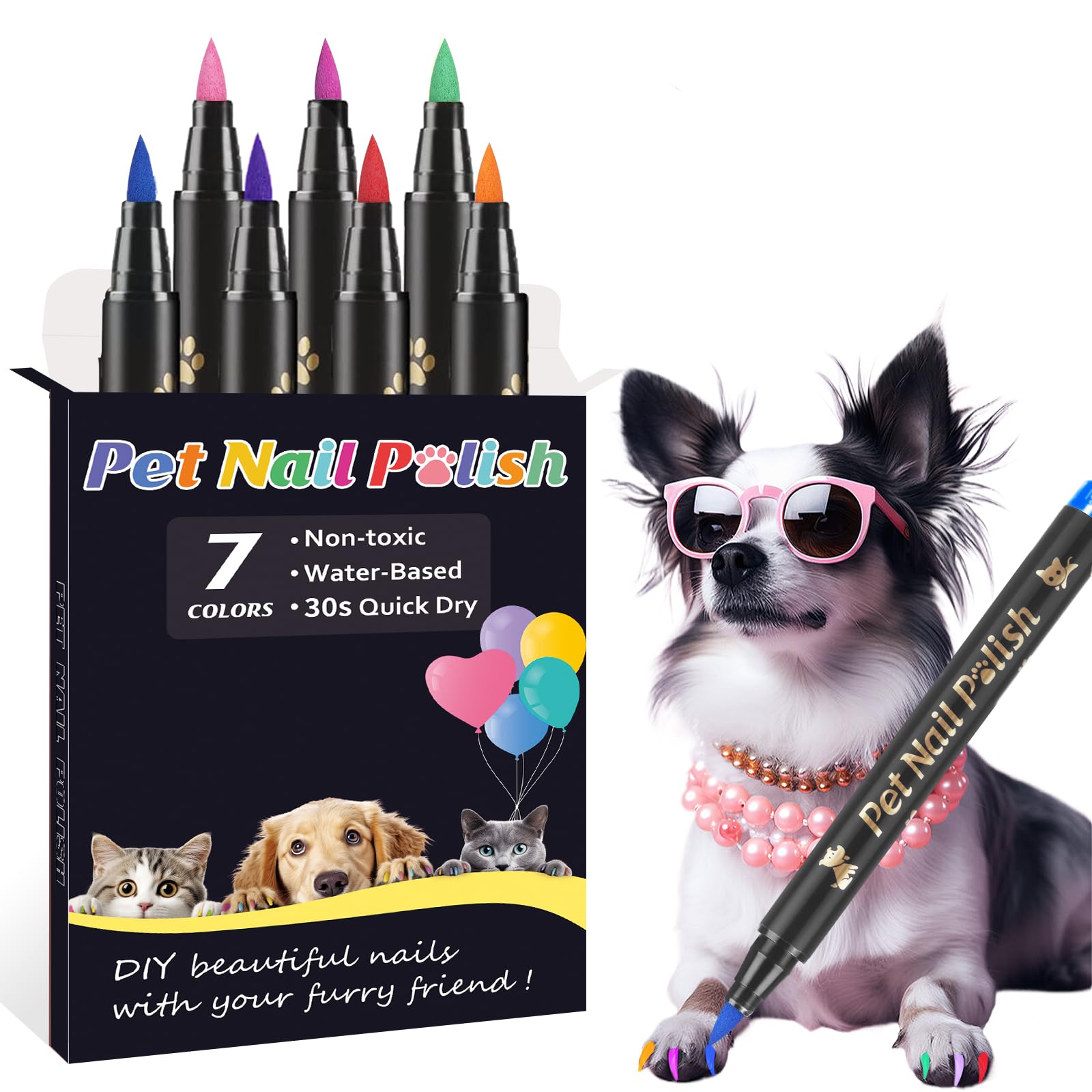 Cherocito dog nail polish pens packaging shows ready-to-use grooming kit