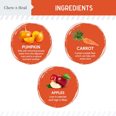 Chew + Heal Labs pumpkin powder with 5cc scoop for precise feeding.