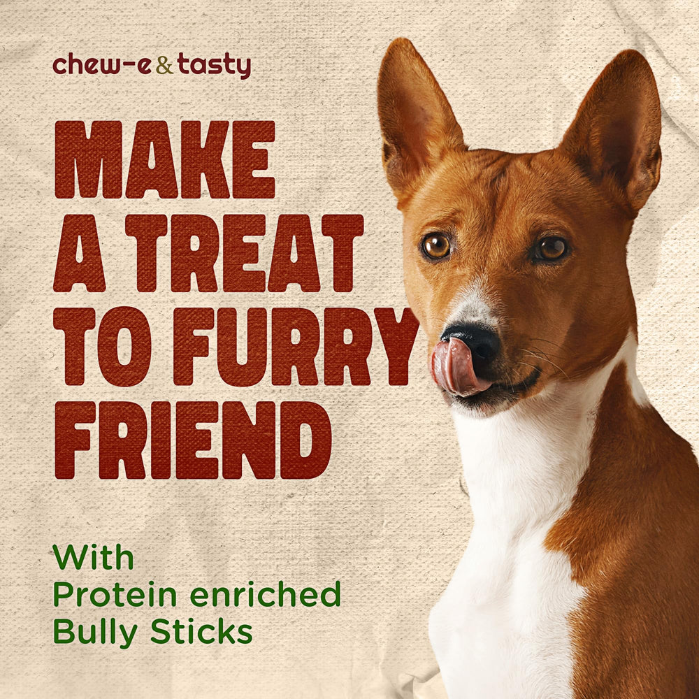 Chew-e&tasty large dog chew 12-inch sticks in use during play