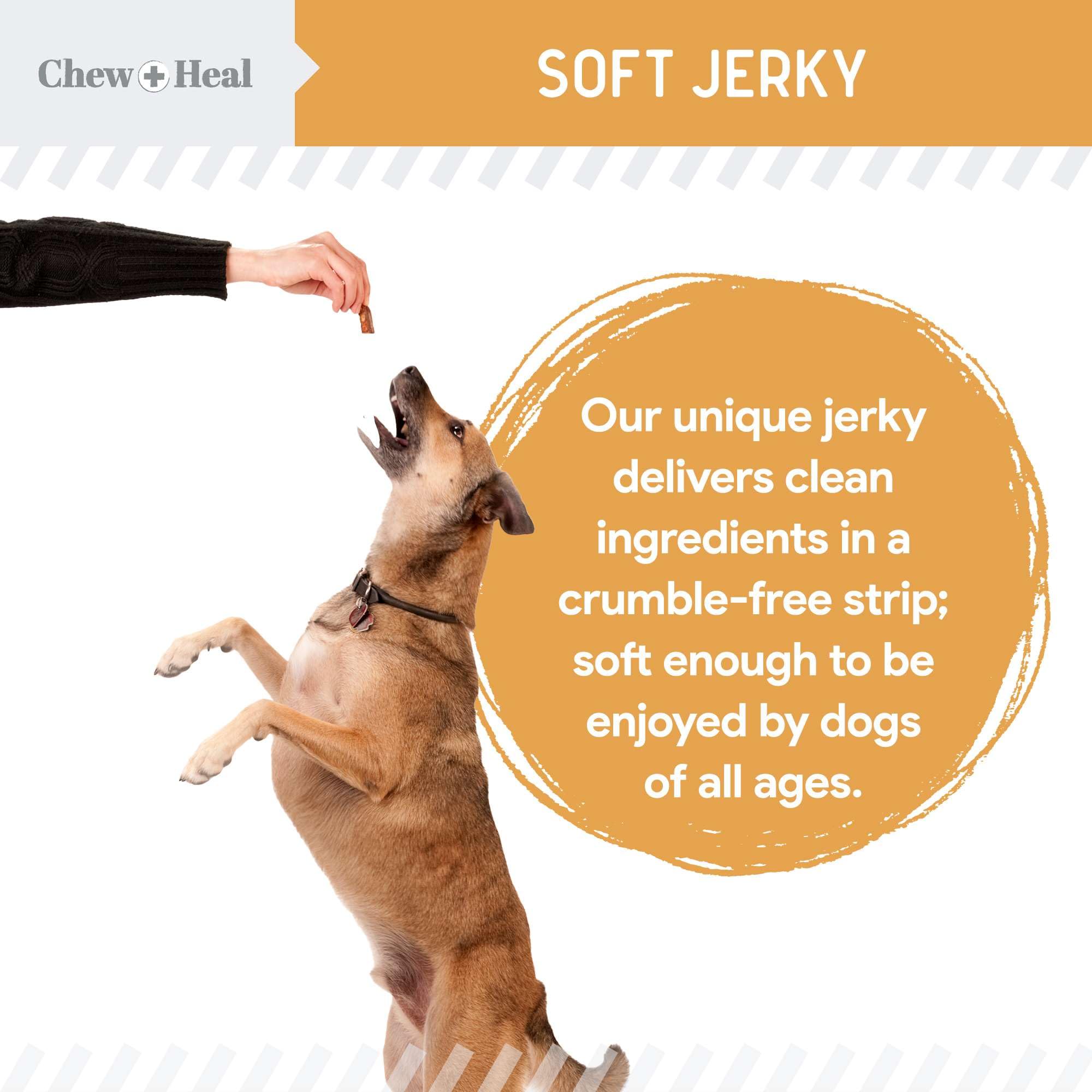 A 5-ounce bag image indicates convenient, everyday treat sizes.
