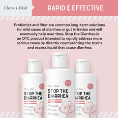 Chew + Heal Labs usage scene shows mixing into dog food for convenience