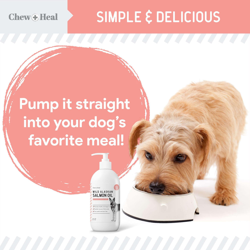Chew + Heal Labs delicious-flavor-dogs-love salmon oil encourages daily use.