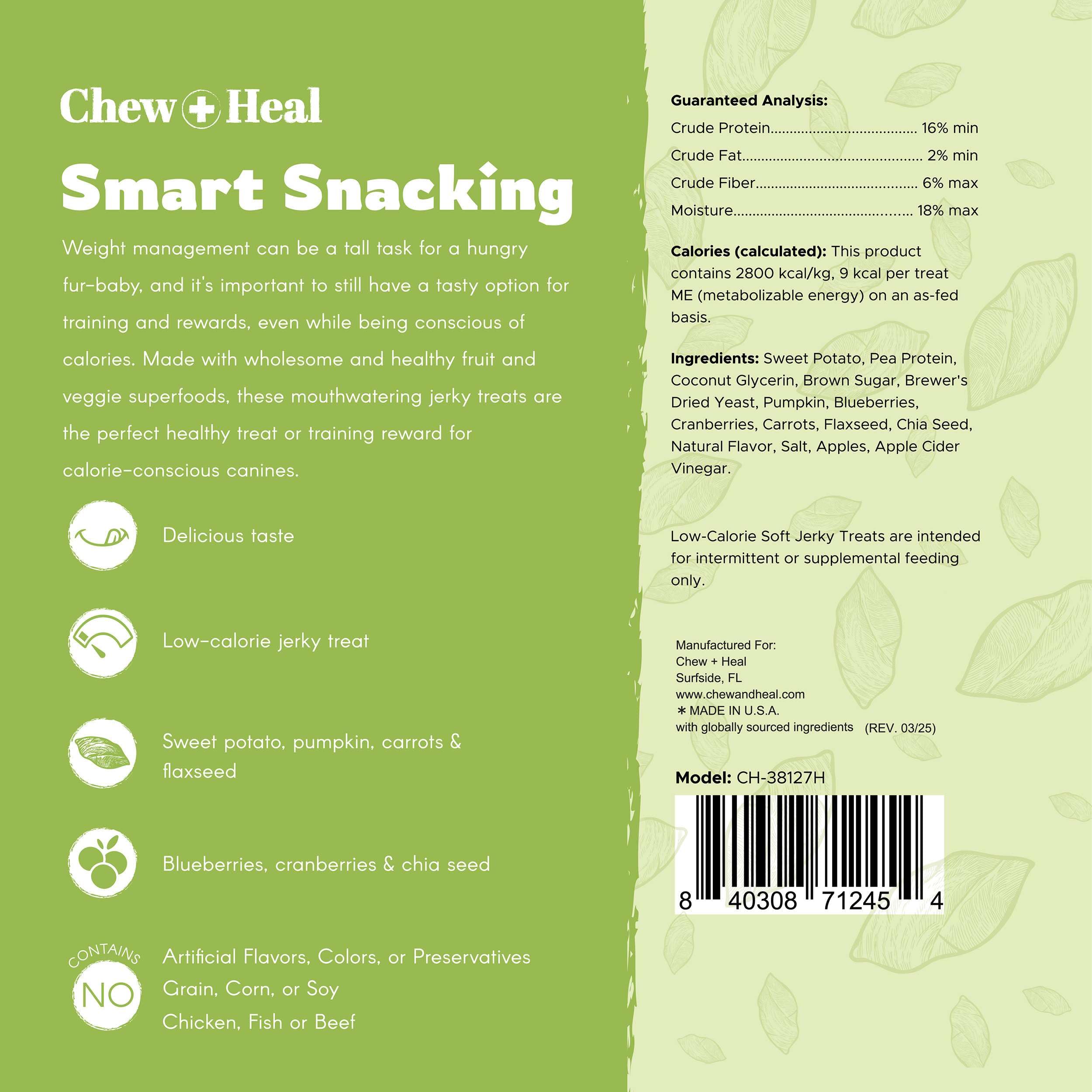 Chew + Heal Labs dog treats promoting digestive health through plant-based ingredients