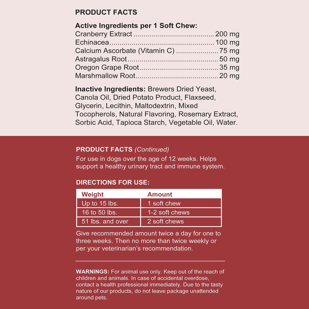 Chew + Heal Labs UTI USA-made label reinforces vet-recommended quality.