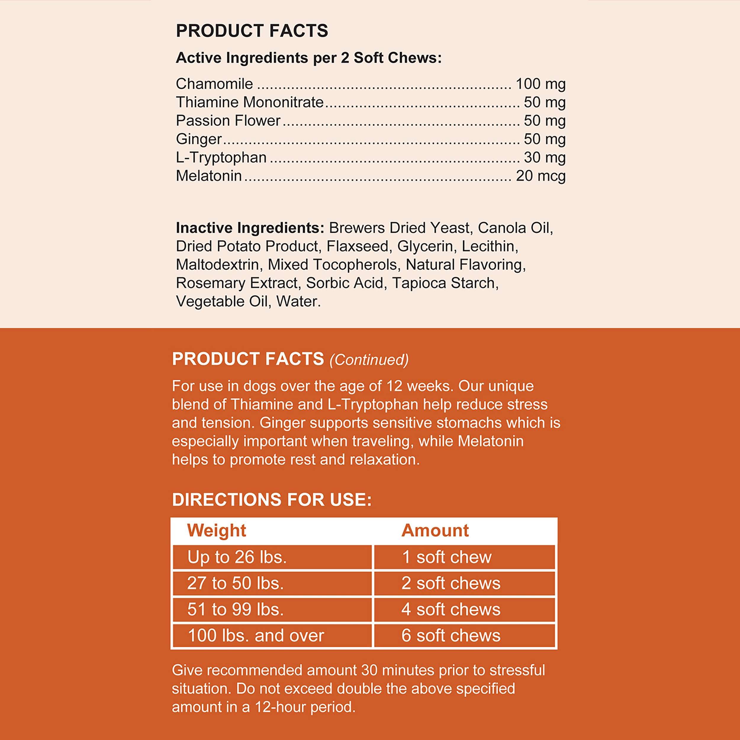 Chew + Heal Labs dosage guide image helps owners administer the right amount.