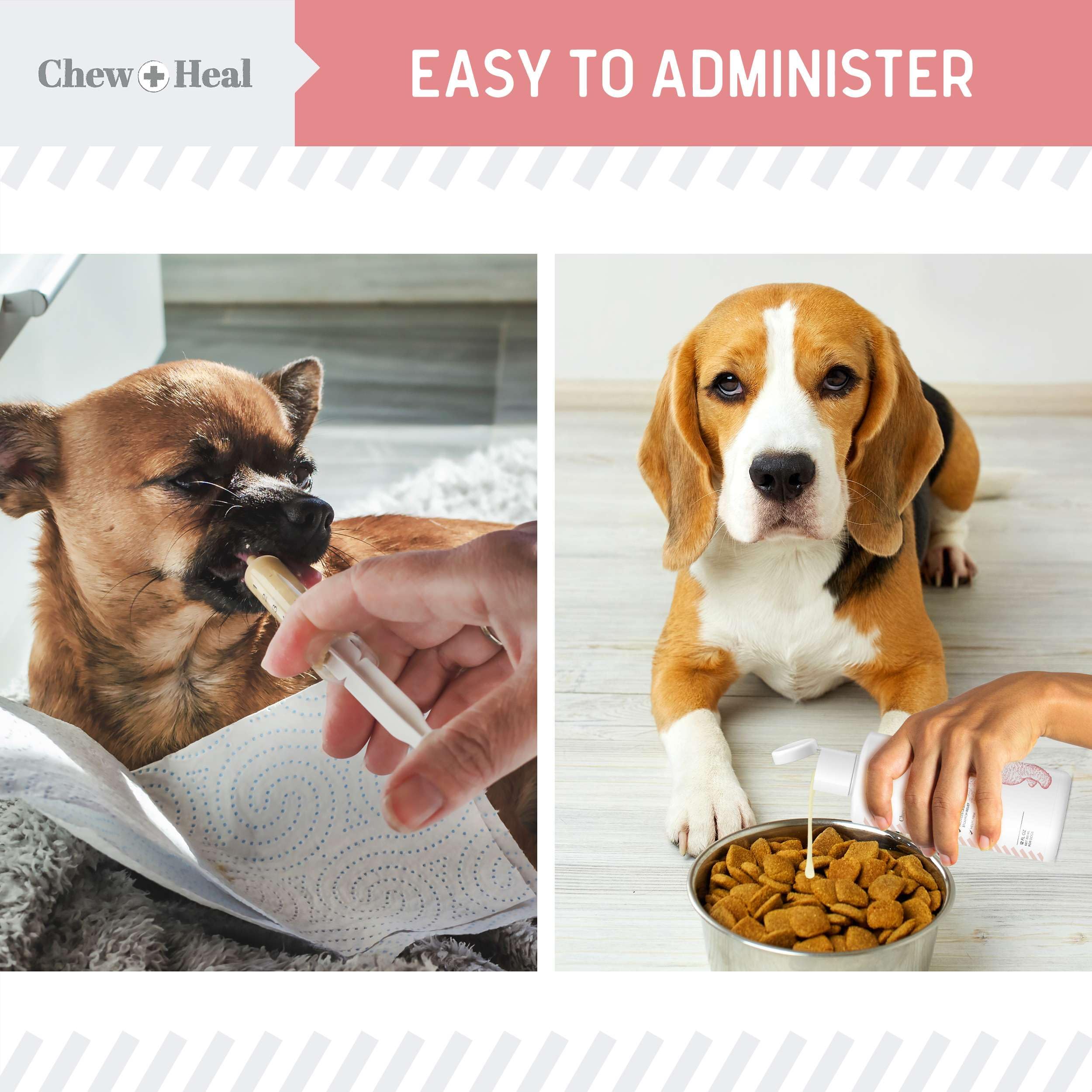 Chew + Heal Labs feed directly or mix into food for flexible administration
