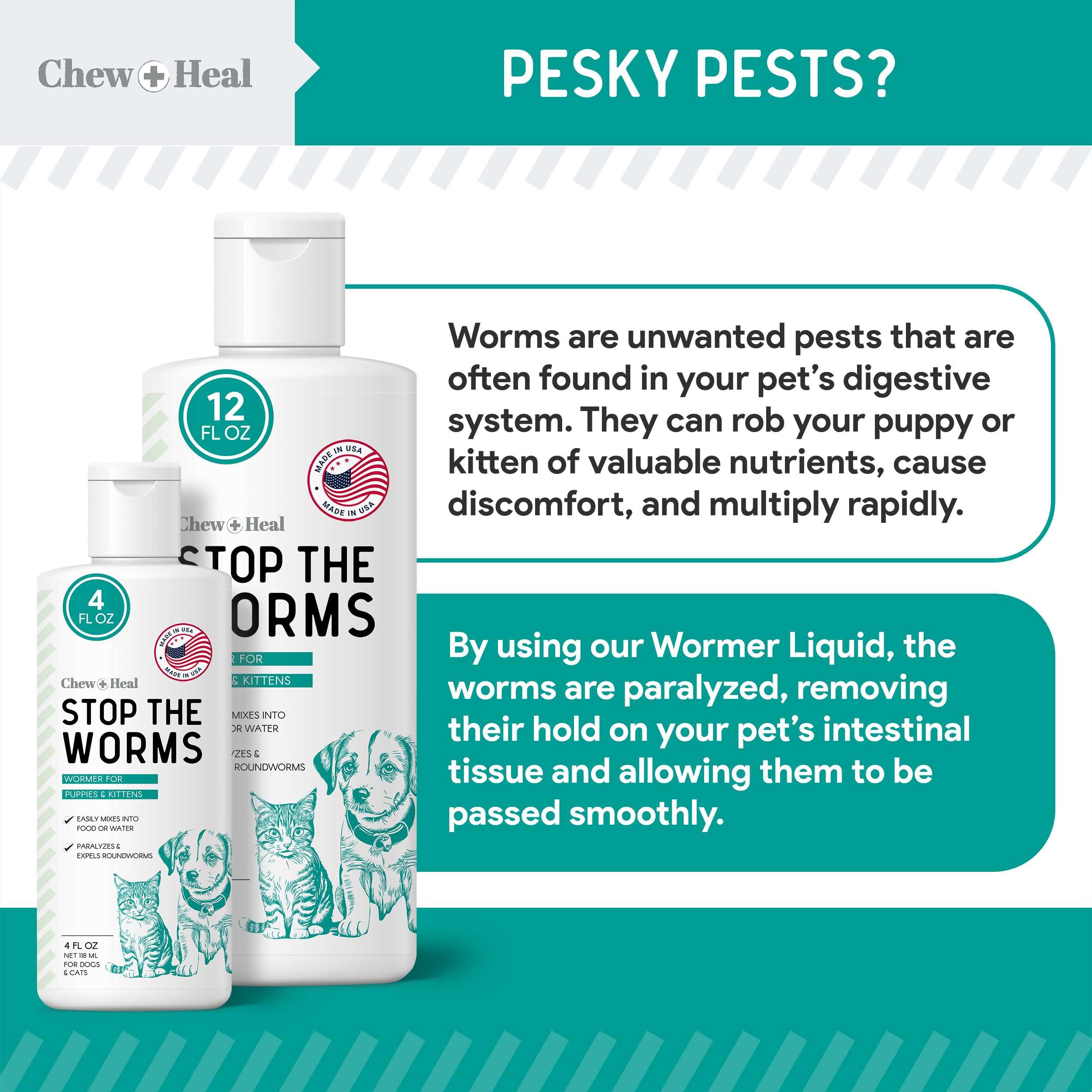 Chew + Heal Labs four-ounce bottle ready for home use.