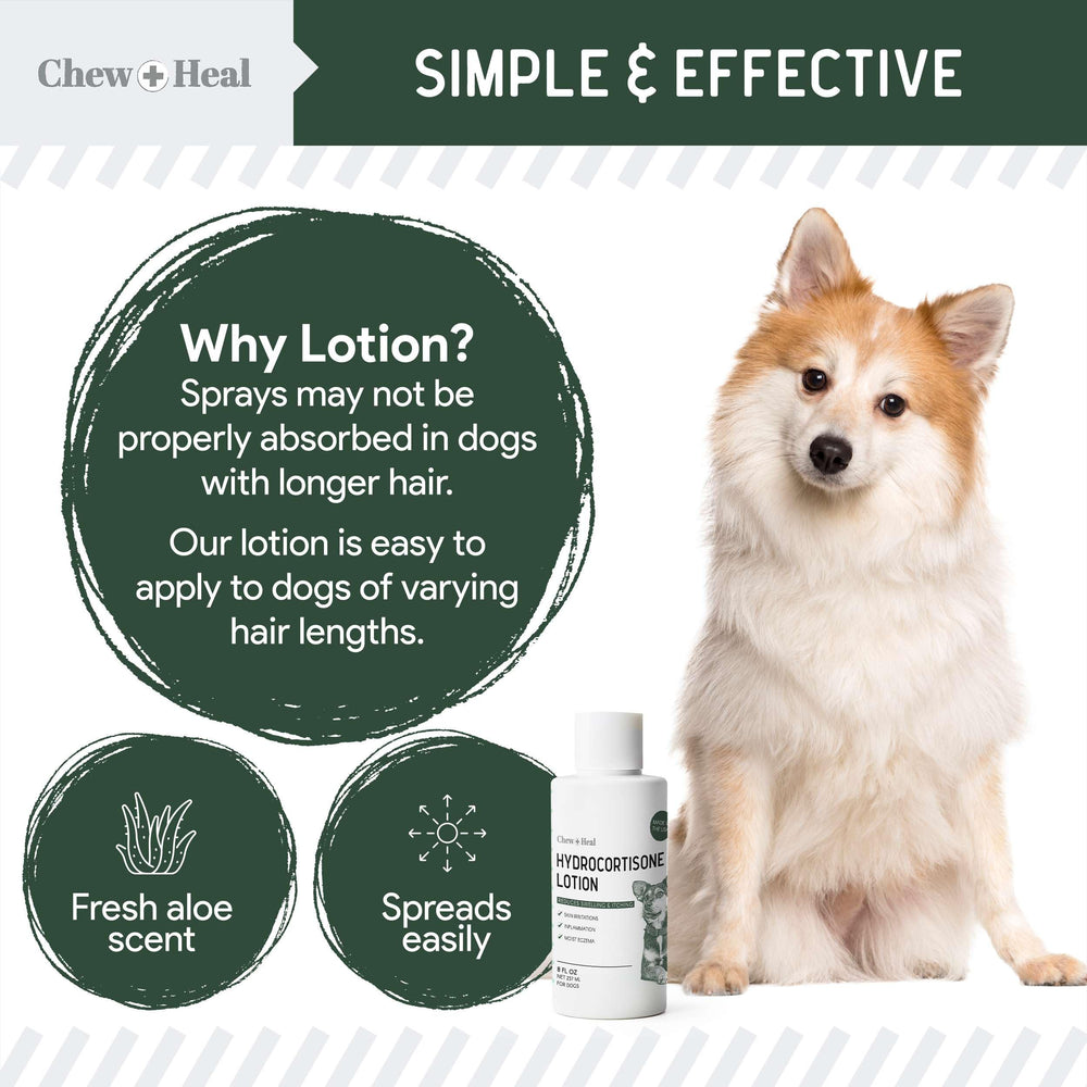 Chew + Heal Labs hydrocortisone lotion after flea bites calming skin.