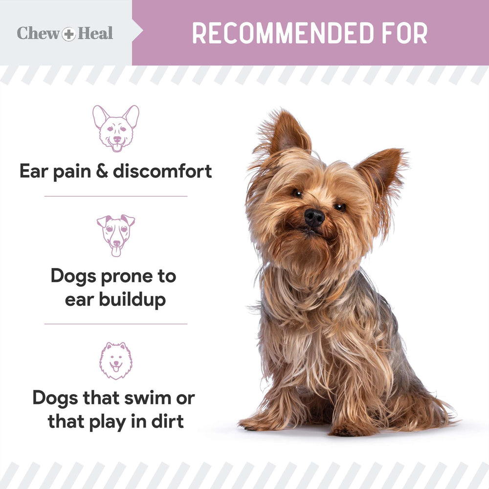 Chew Heal Labs made-in-USA label emphasizes USA-made ear care quality.