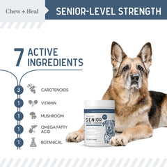 Chew Heal Labs algae oil omega fats support coat health and retinal function.