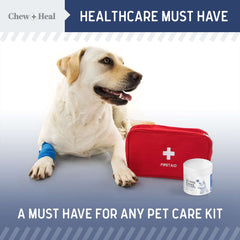 Chew + Heal Labs styptic powder for pets universal-use image suits dogs cats birds for minor wounds.
