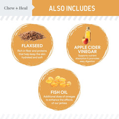 Wild-caught Alaskan salmon ingredient photo emphasizes omega-3 richness for coat support.