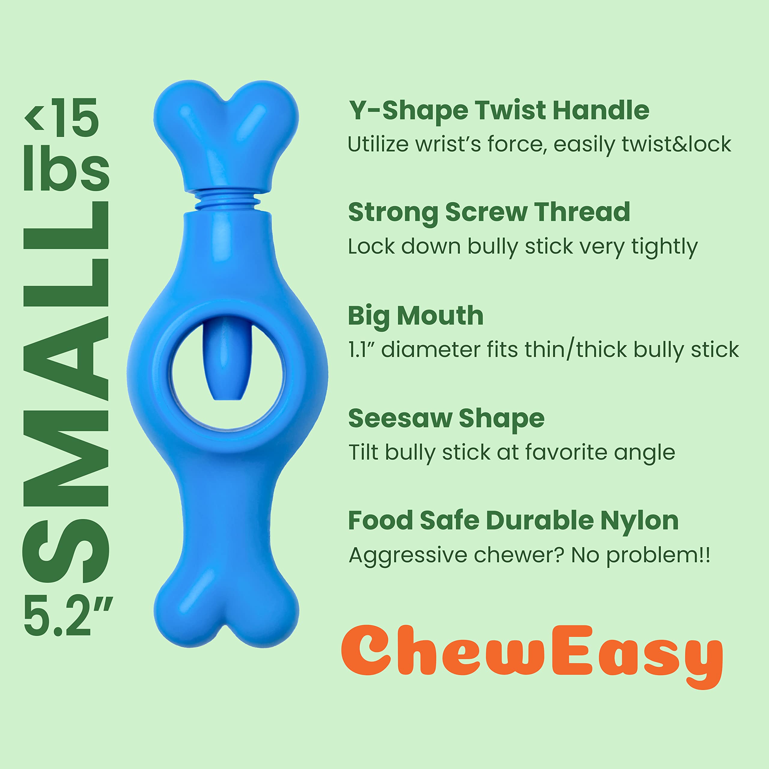 ChewEasy twist-to-lock-small: easy installation for secure bully-stick holding