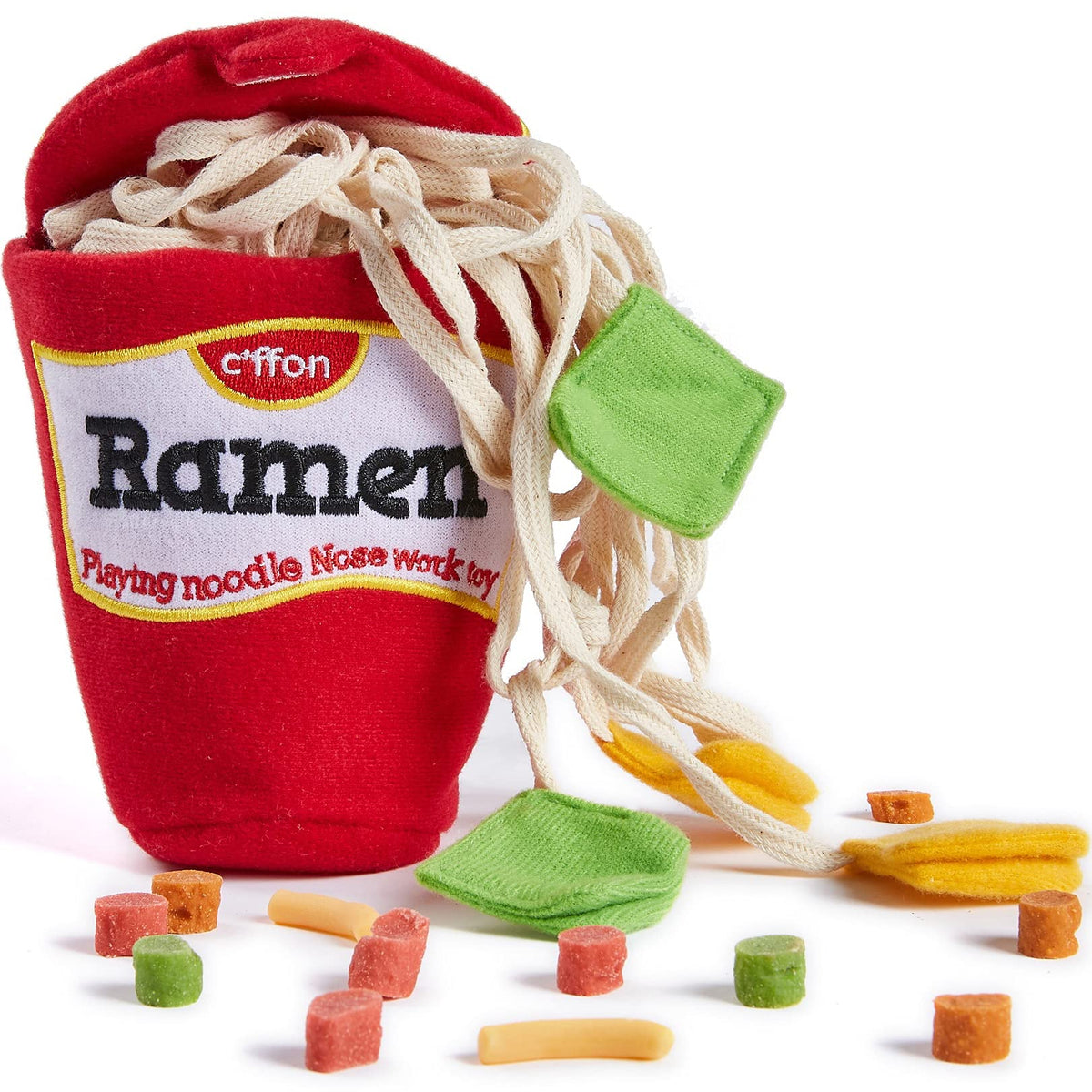 CHEWFFON ramen cup puzzle toy showing treat-hiding enrichment