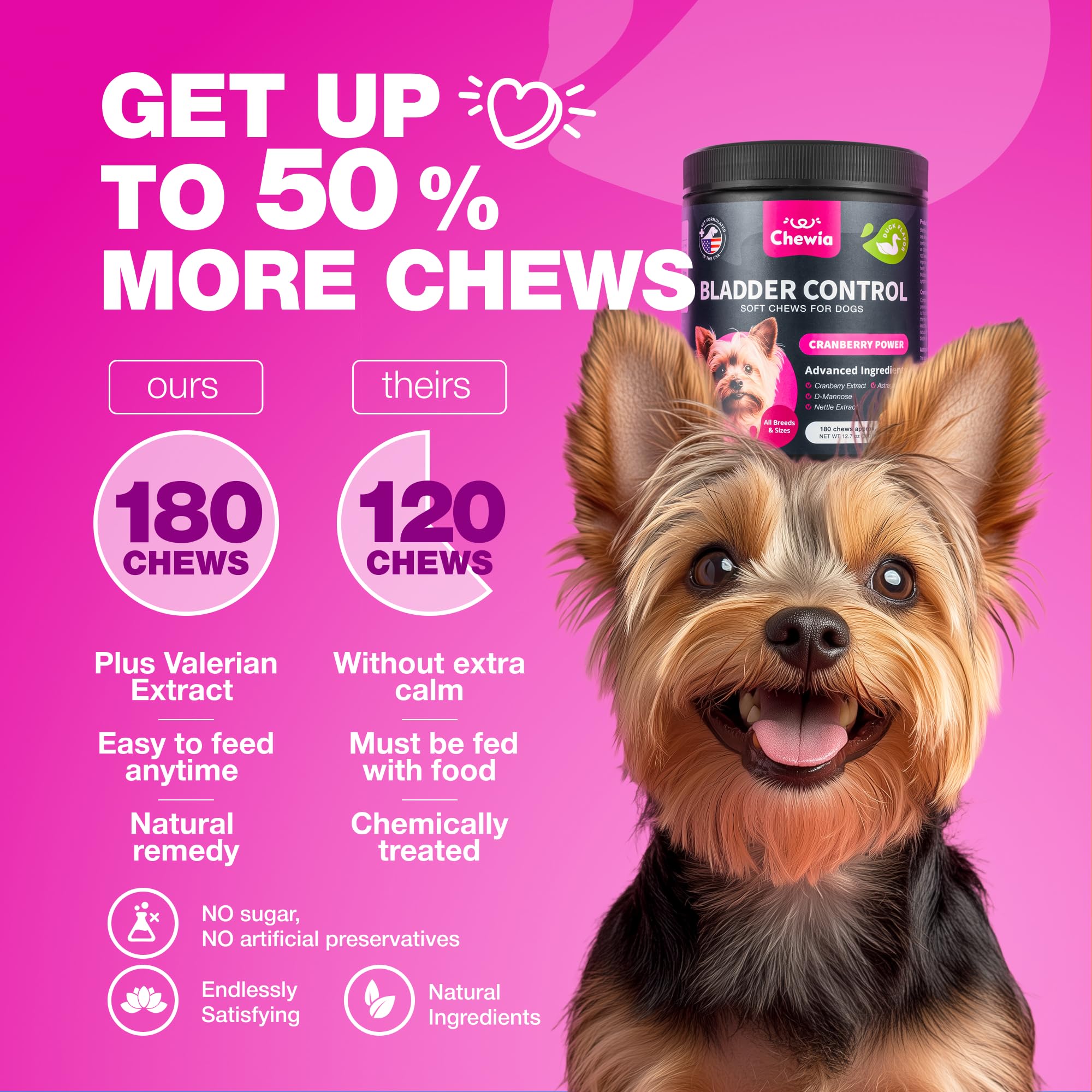 CHEWIA astragalus root and cranberry extracts label indicates natural kidney support.