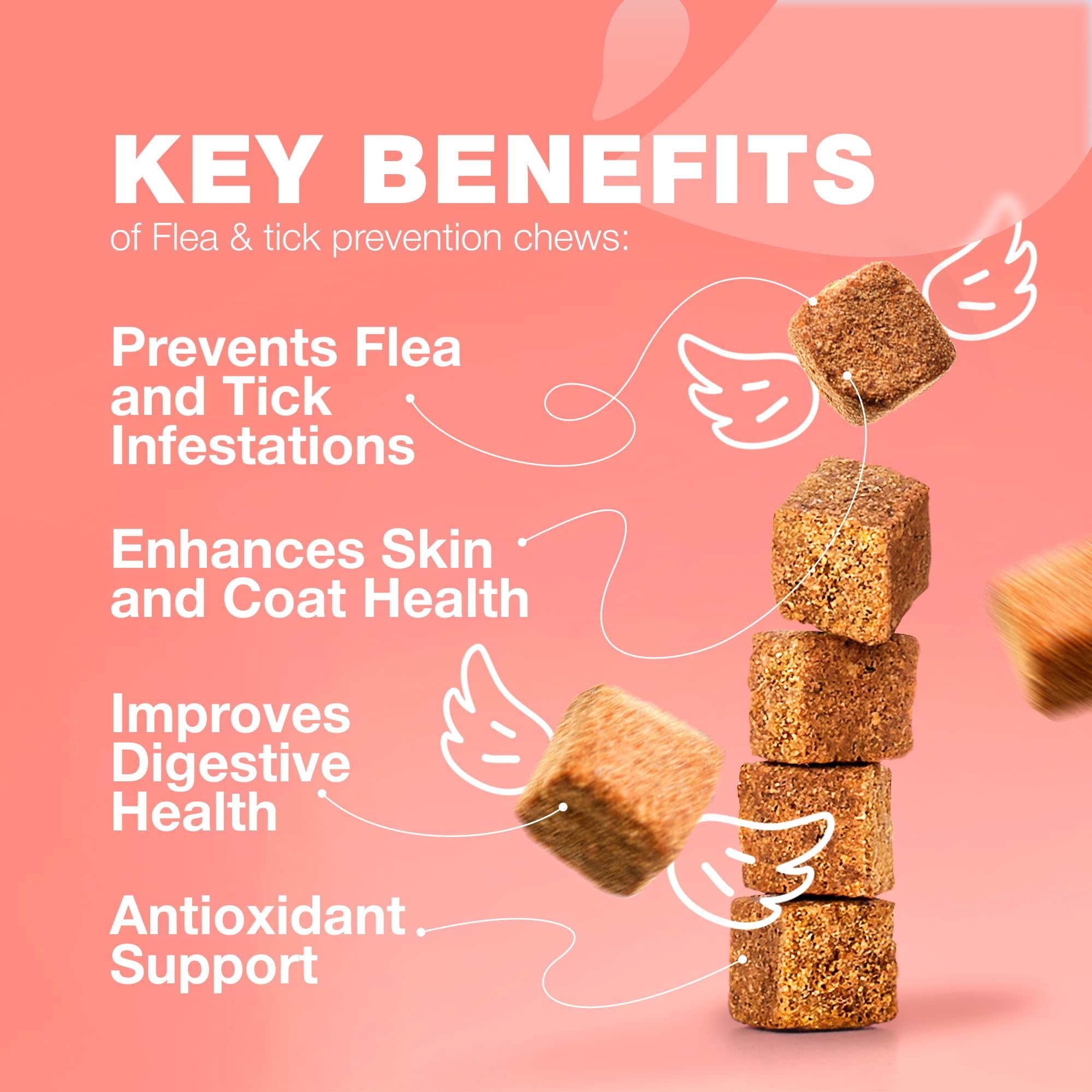 CHEWIA Chicken-flavor Flea Chews close-up highlights soft texture and tasty bite.