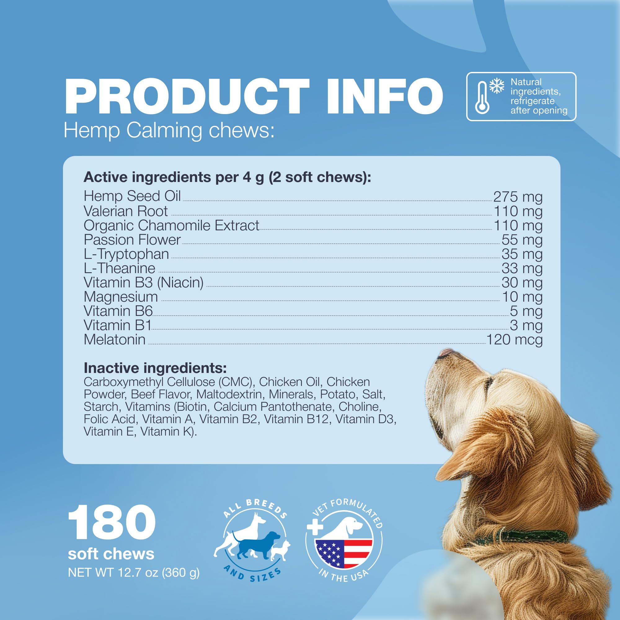CHEWIA Hemp Calming Chews during thunderstorm prep for storm nerves support.