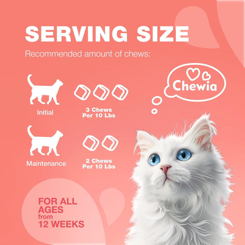 CHEWIA Soft treats cat close-up showing bite-sized texture.