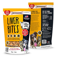 Chewmasters Beef Liver Bites small bites, ideal rewards during training sessions.