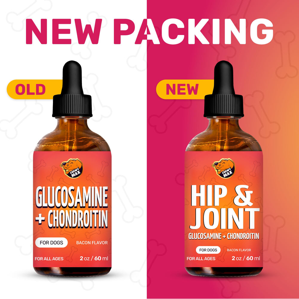 Chewy Max Glucosamine for Dogs liquid dispense shows easy-to-dose formula.