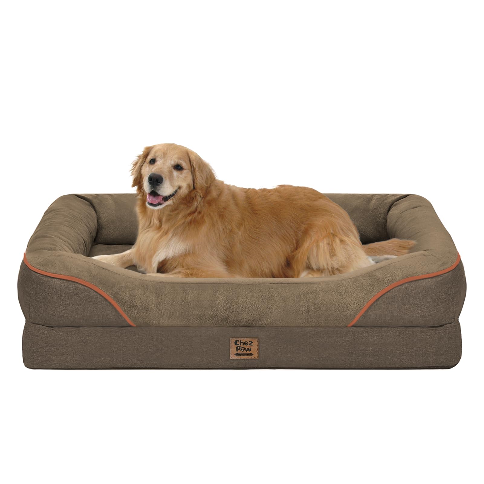 Chez Paw orthopedic XL dog bed with foam support for spinal comfort.