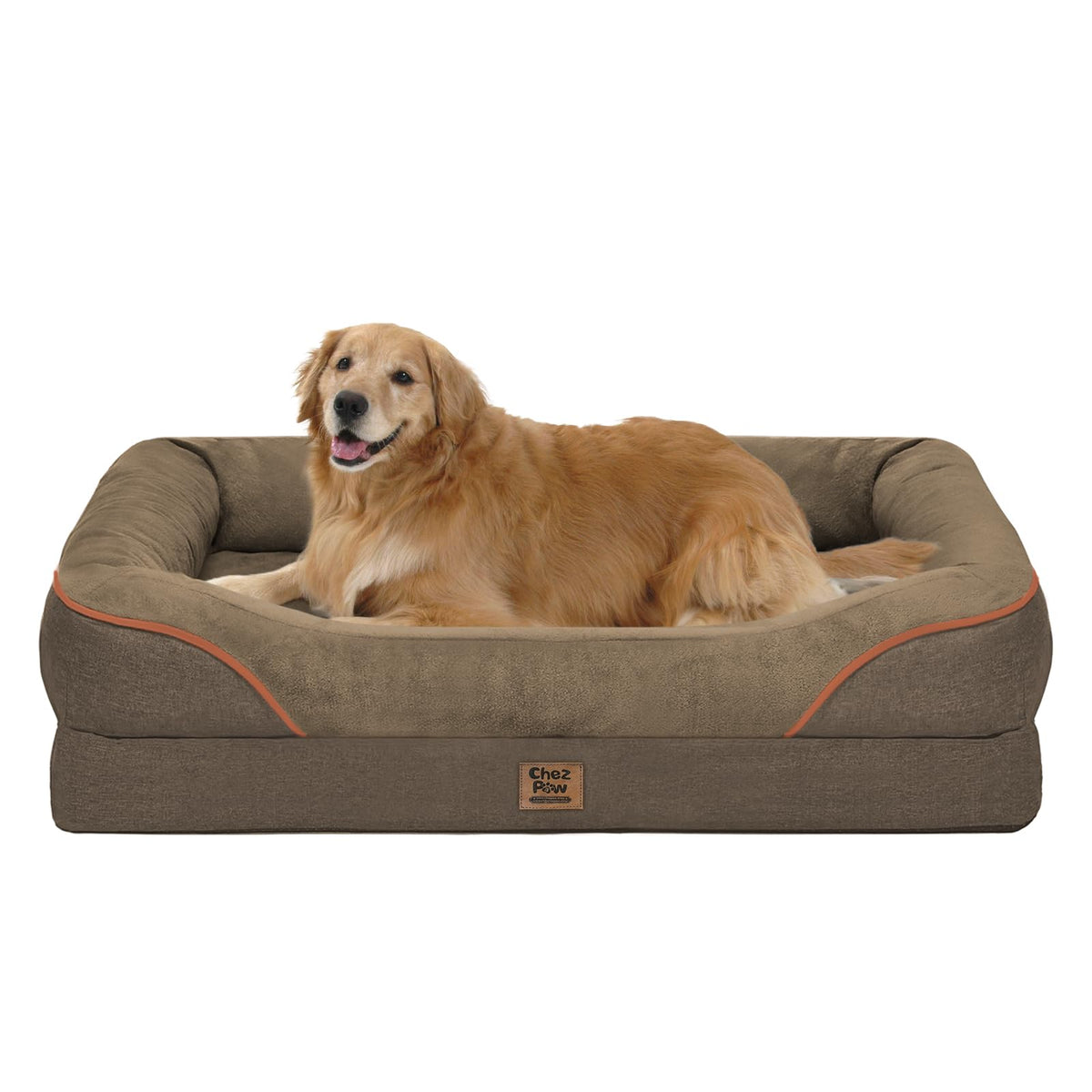 Chez Paw orthopedic XL dog bed with foam support for spinal comfort.